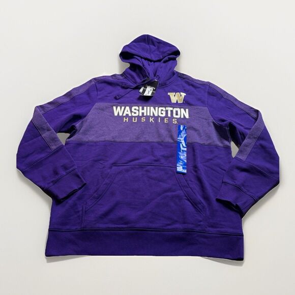 Washington Huskies Hoodie Men’s L Purple Logo Spellout Fleece Captivating New - Picture 2 of 11